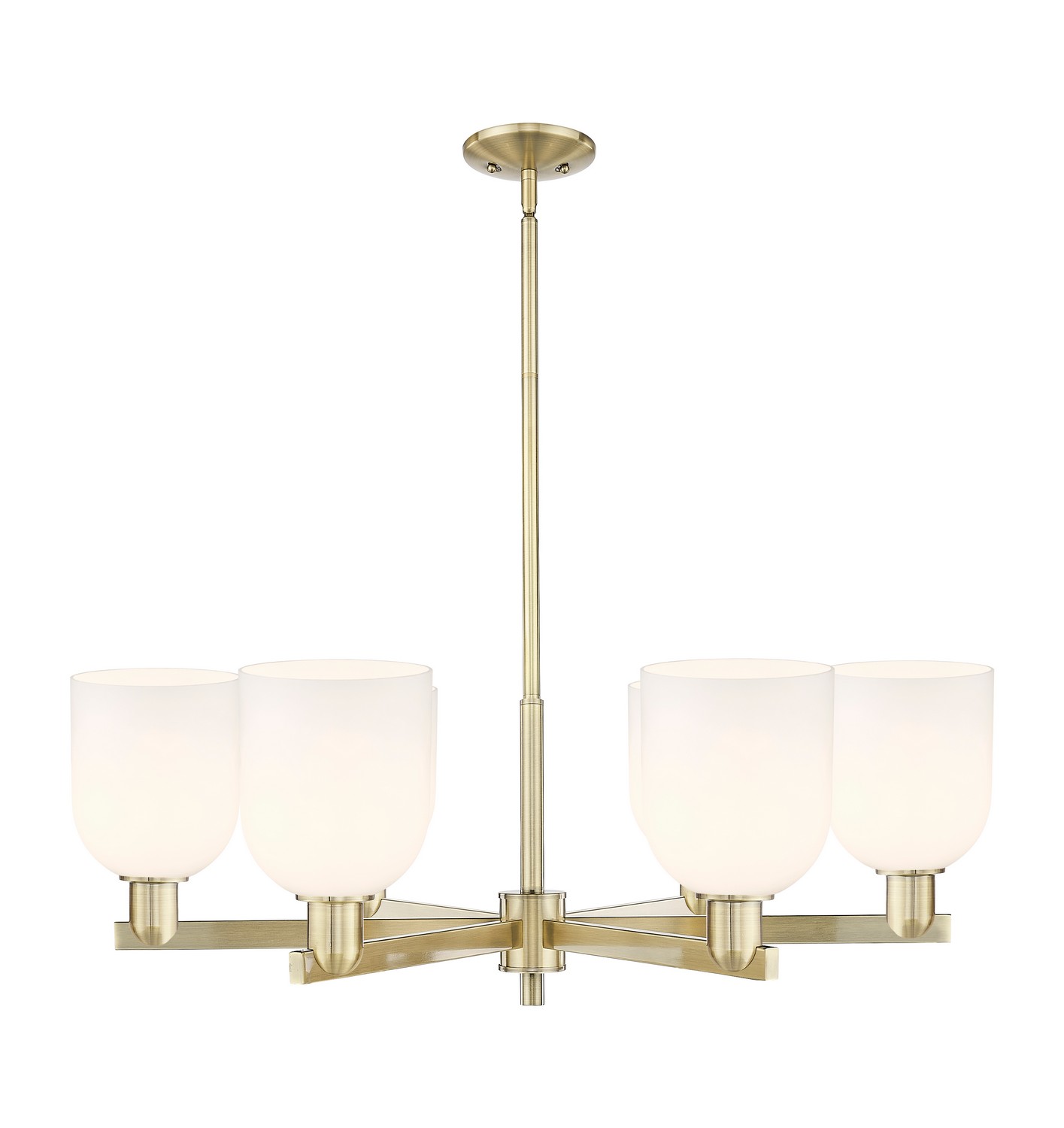 Six Light Chandelier by Innovations - Arcadia Collection, Antique Brass Finish - 716-6CR-AB-G558-6GWH