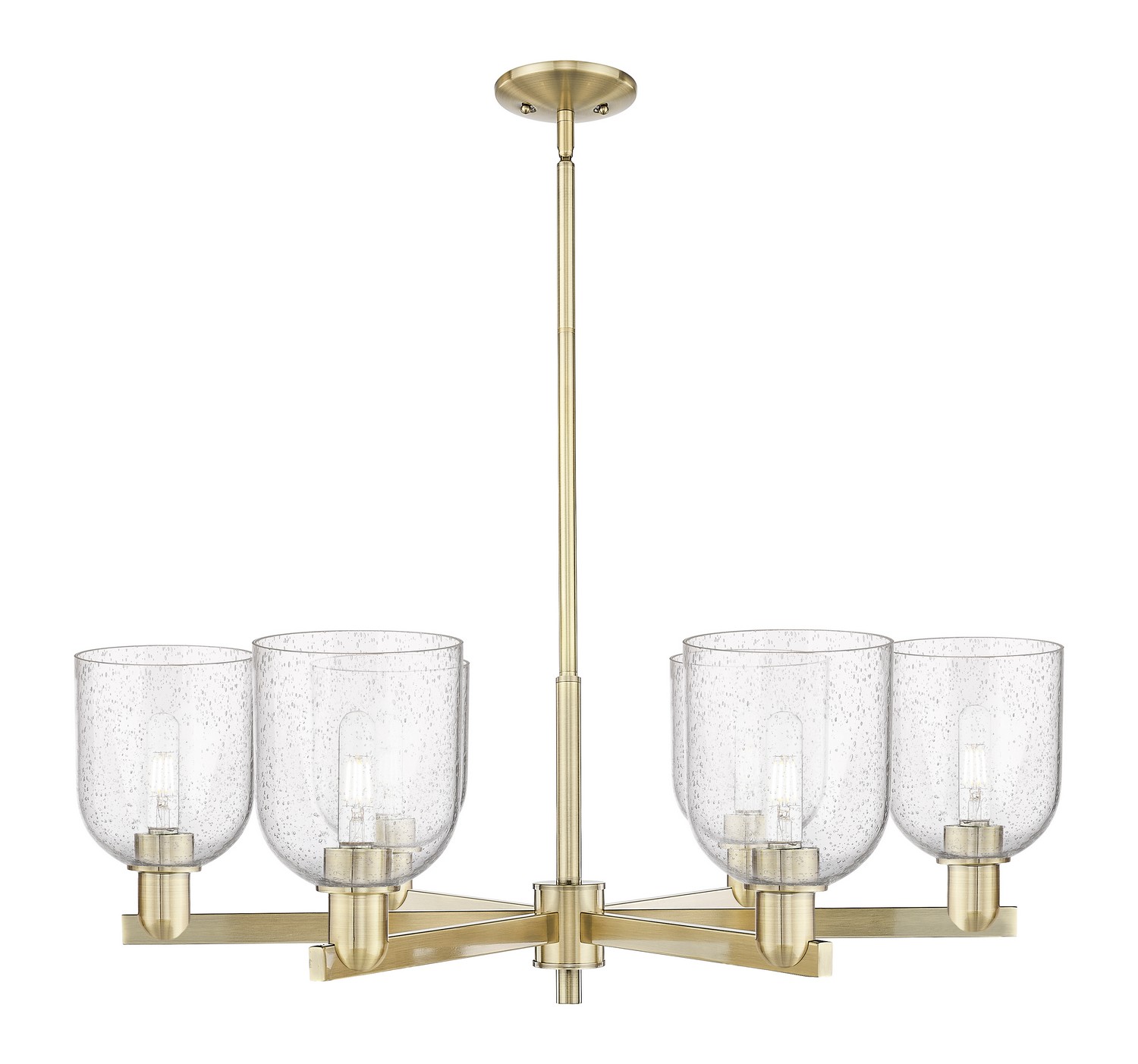 Six Light Chandelier by Innovations - Arcadia Collection, Antique Brass Finish - 716-6CR-AB-G558-6SDY