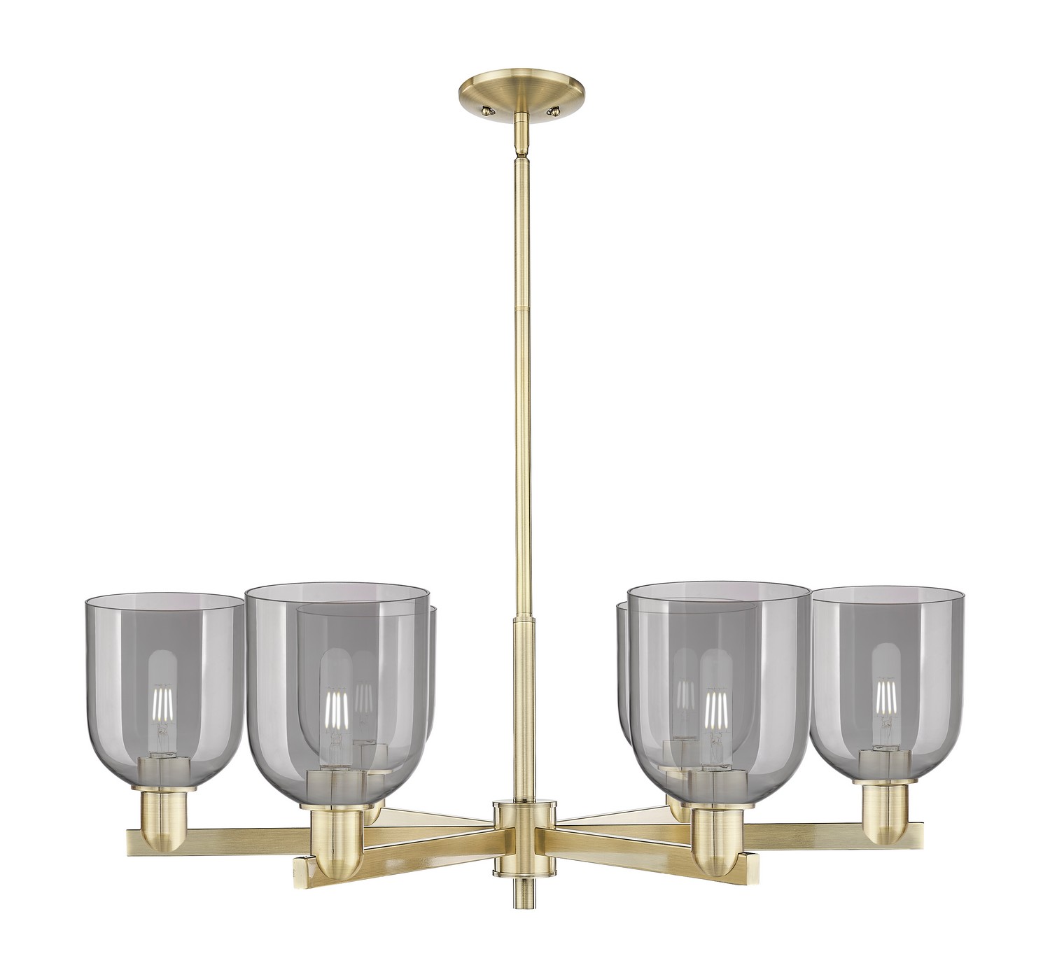Six Light Chandelier by Innovations - Arcadia Collection, Antique Brass Finish - 716-6CR-AB-G558-6SM