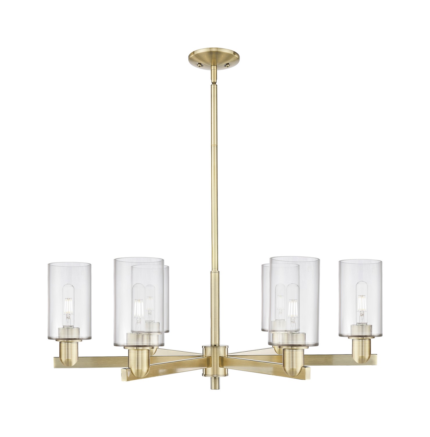Six Light Chandelier by Innovations - Arcadia Collection, Antique Brass Finish - 716-6CR-AB-G802