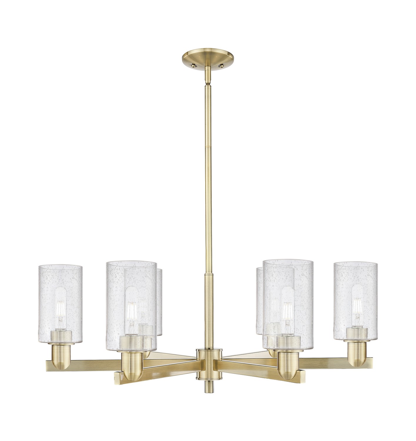 Six Light Chandelier by Innovations - Arcadia Collection, Antique Brass Finish - 716-6CR-AB-G804