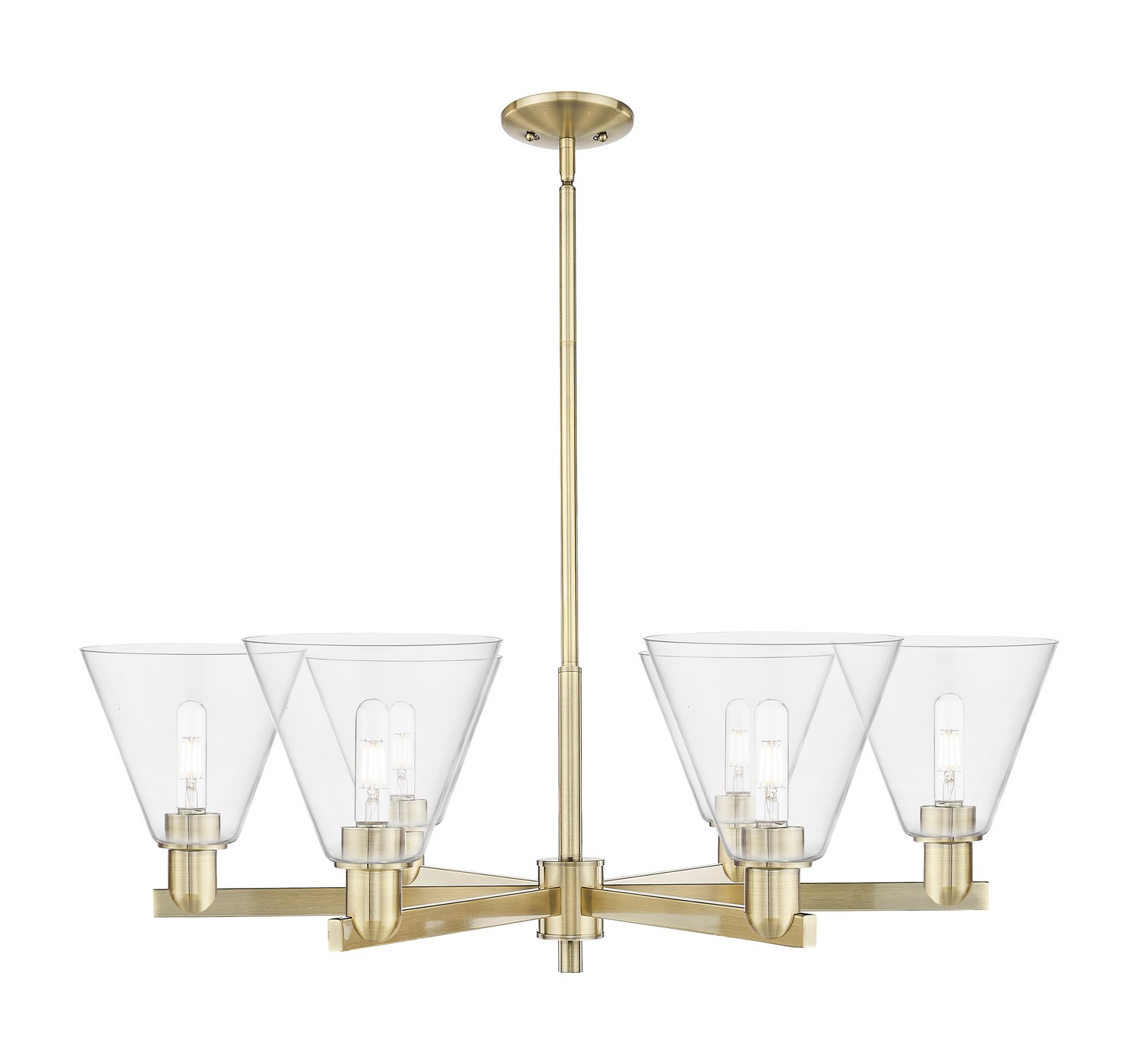 Six Light Chandelier by Innovations - Arcadia Collection, Antique Brass Finish - 716-6CR-AB-GBC-82