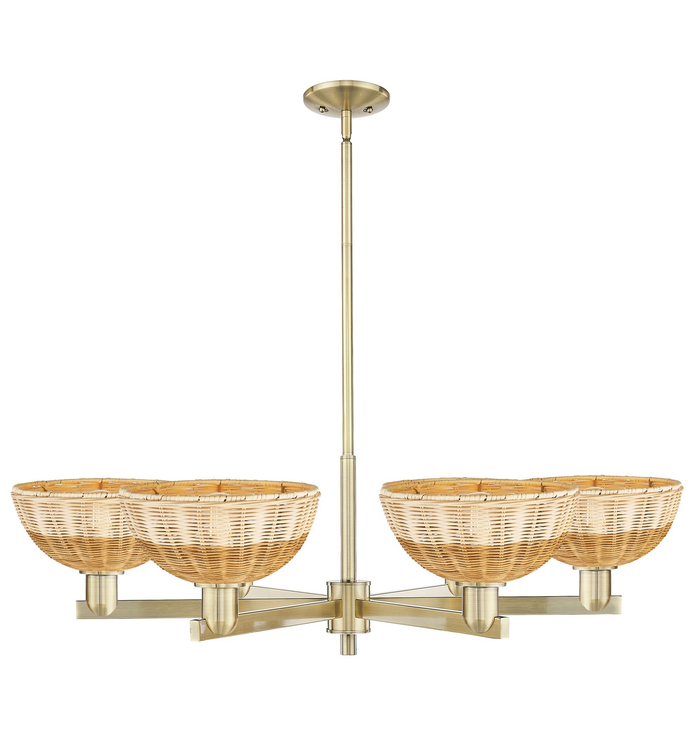 Six Light Chandelier by Innovations - Arcadia Collection, Antique Brass Finish - 716-6CR-AB-NBD2-9-NAT