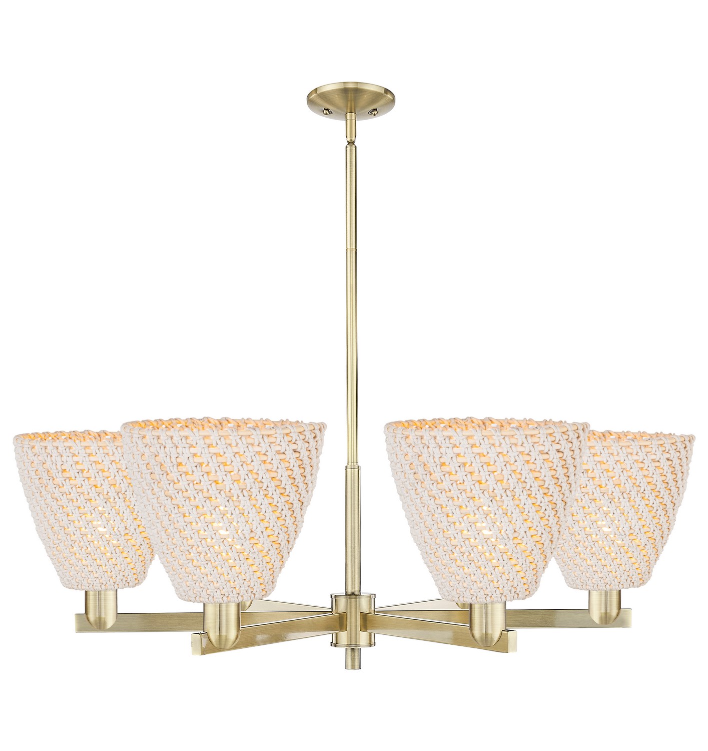 Six Light Chandelier by Innovations - Arcadia Collection, Antique Brass Finish - 716-6CR-AB-NBD-9-NAT
