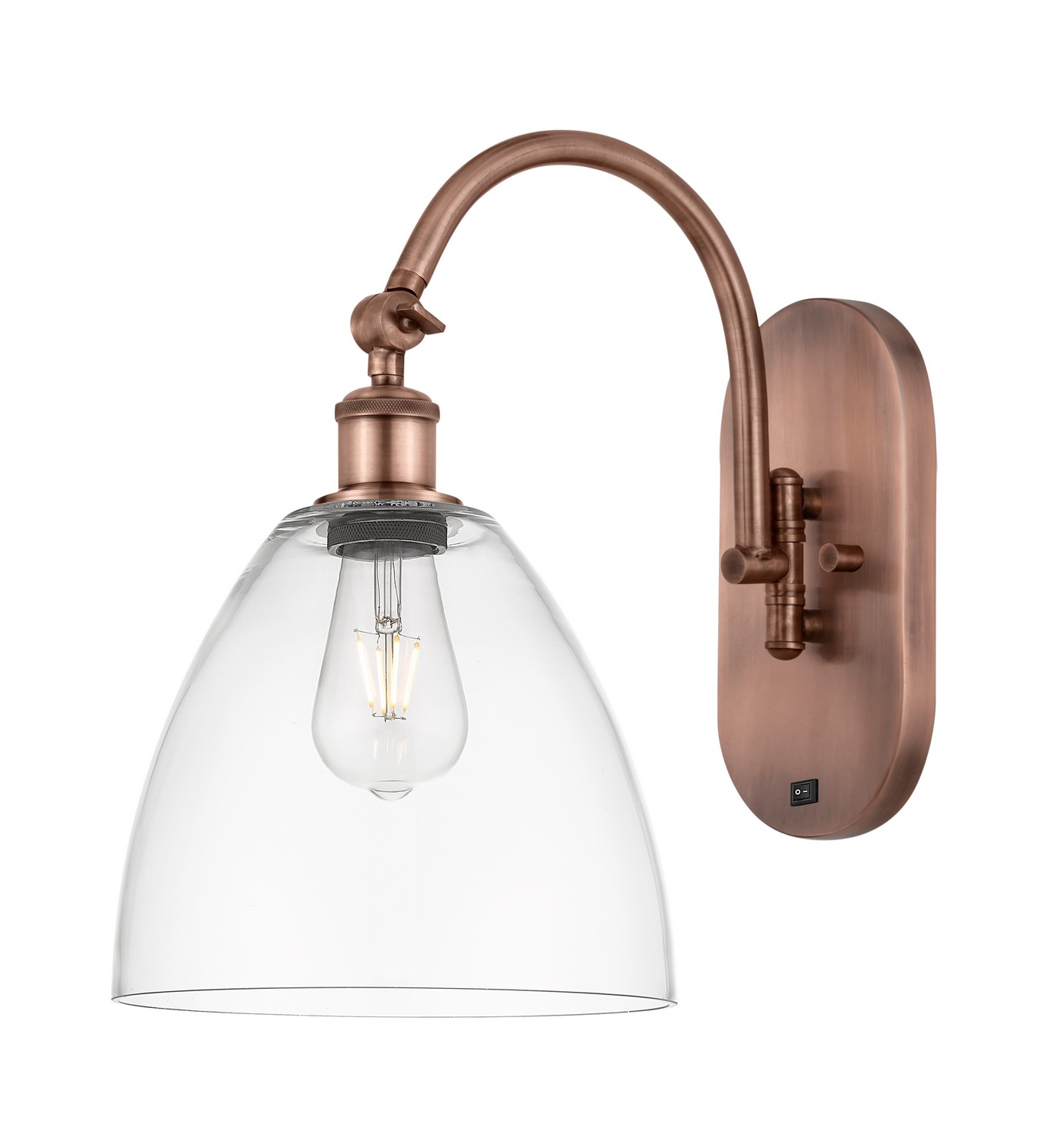 One Light Wall Sconce by Innovations - Ballston Collection, Antique Copper Finish - 918-1W-AC-GBD-92