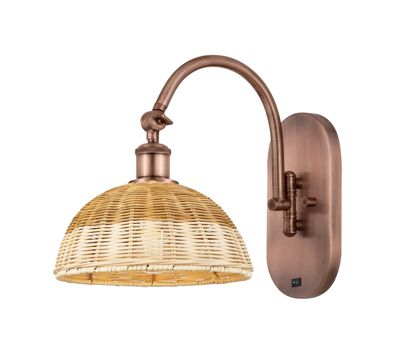 One Light Wall Sconce by Innovations - Ballston Collection, Antique Copper Finish - 918-1W-AC-NBD2-9-NAT