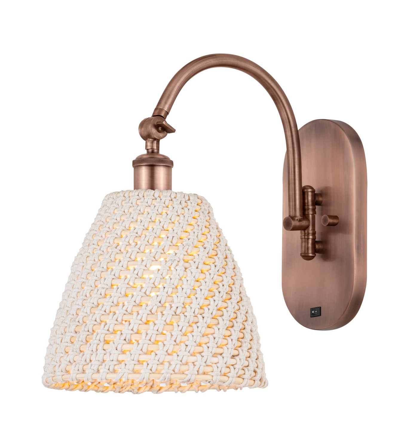 One Light Wall Sconce by Innovations - Ballston Collection, Antique Copper Finish - 918-1W-AC-NBD-9-NAT