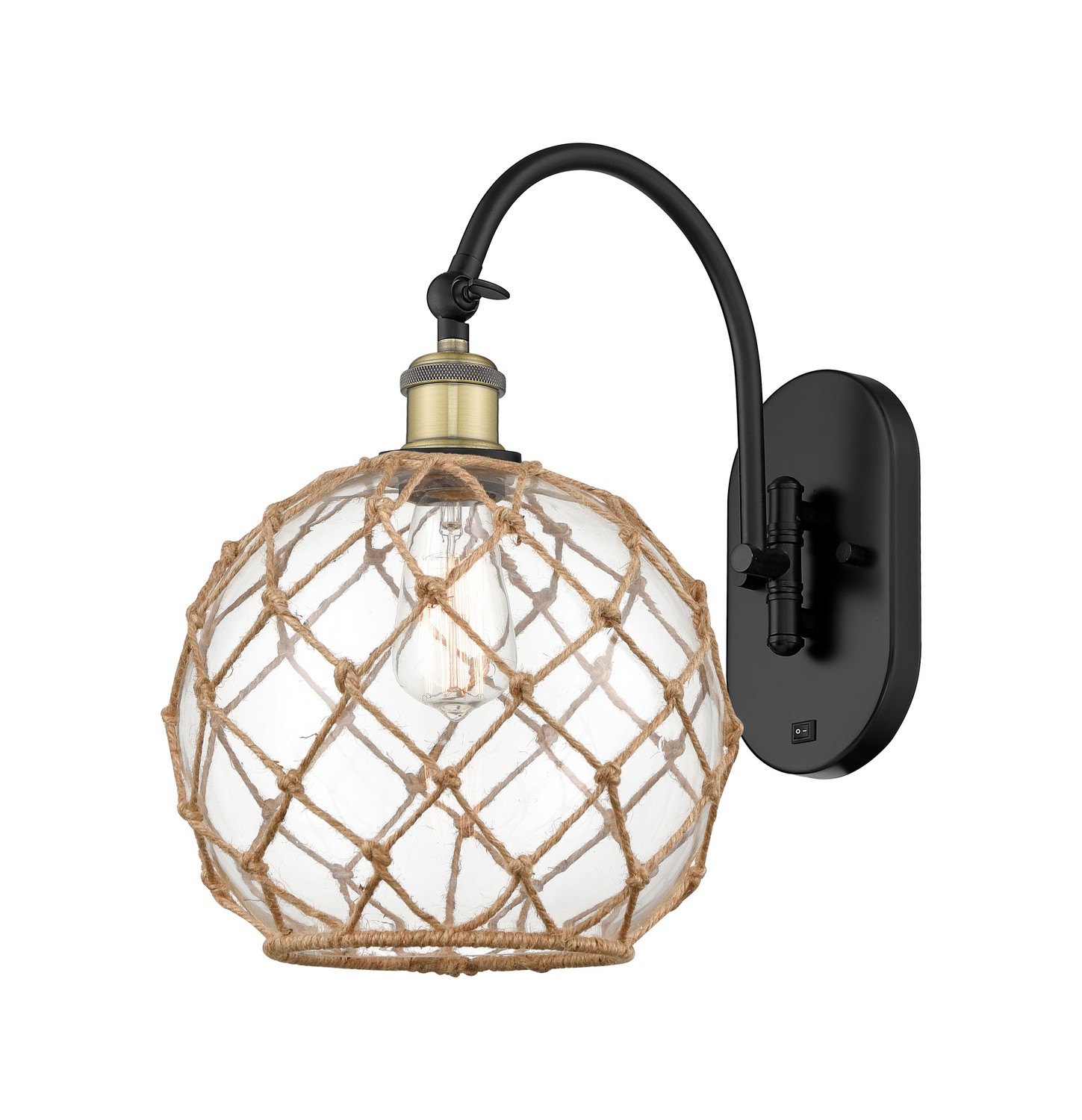 One Light Wall Sconce by Innovations - Ballston Collection, Black Antique Brass Finish - 918-1W-BAB-G122-10RB