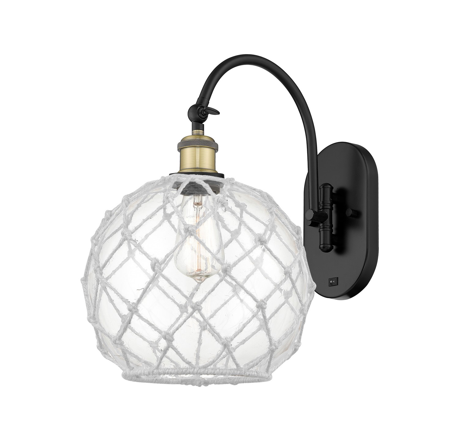 One Light Wall Sconce by Innovations - Ballston Collection, Black Antique Brass Finish - 918-1W-BAB-G122-10RW