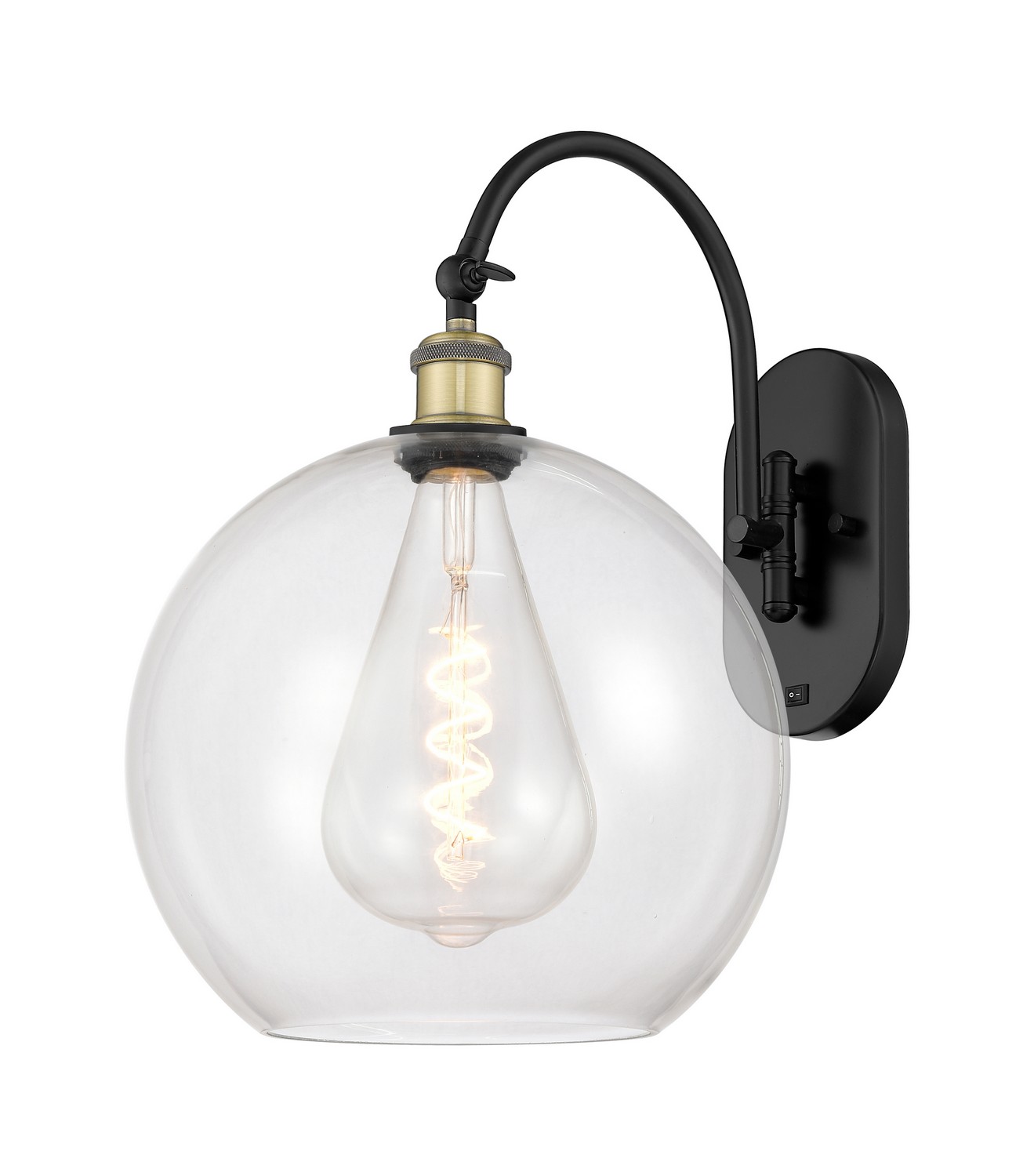 One Light Wall Sconce by Innovations - Ballston Collection, Black Antique Brass Finish - 918-1W-BAB-G122-12
