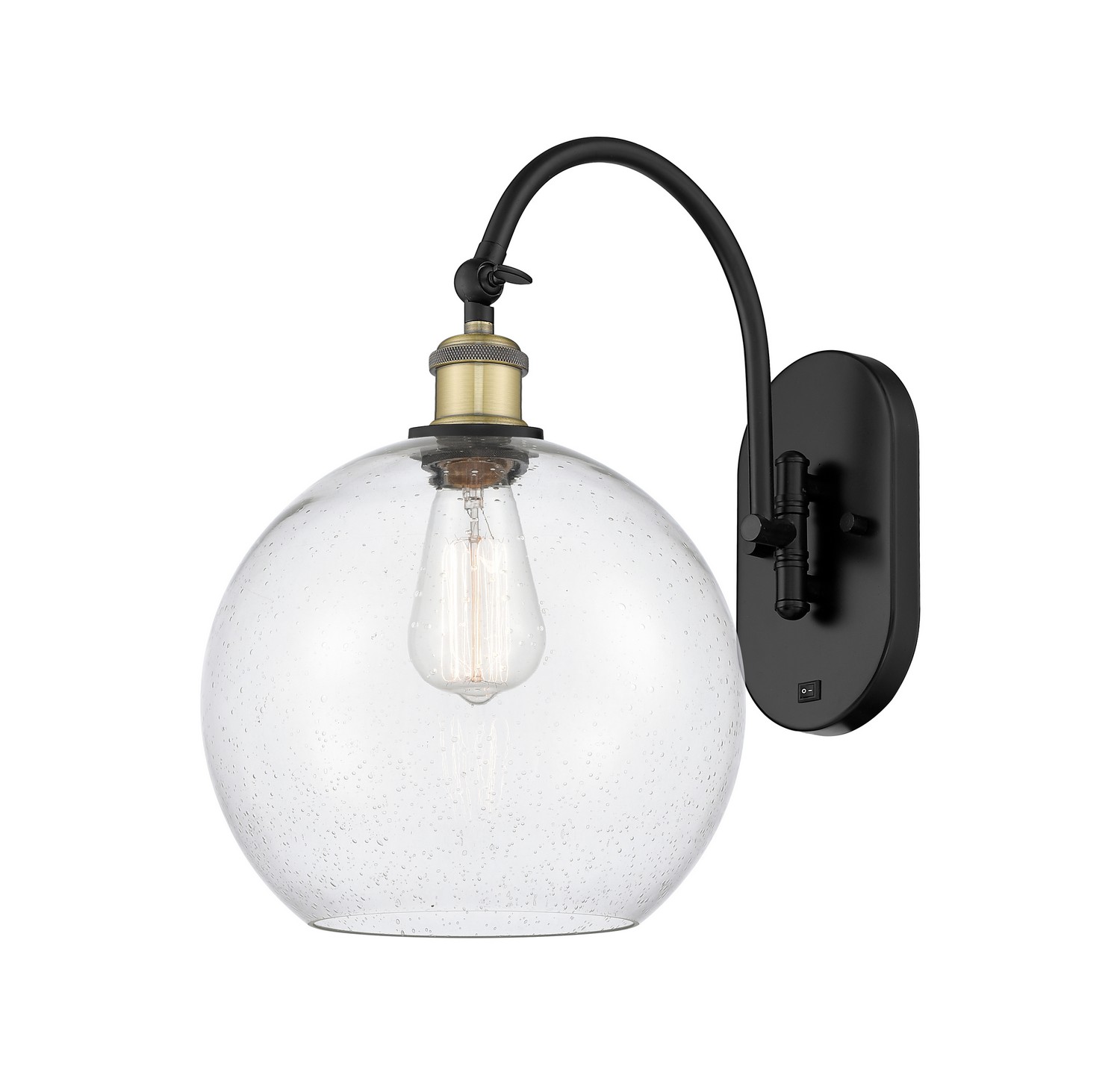 One Light Wall Sconce by Innovations - Ballston Collection, Black Antique Brass Finish - 918-1W-BAB-G124-10