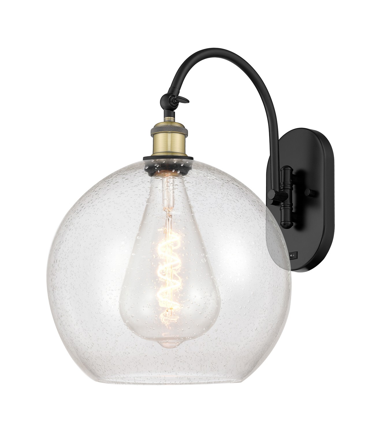 One Light Wall Sconce by Innovations - Ballston Collection, Black Antique Brass Finish - 918-1W-BAB-G124-12