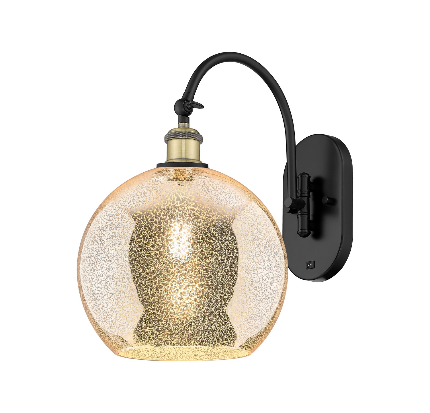 One Light Wall Sconce by Innovations - Ballston Collection, Black Antique Brass Finish - 918-1W-BAB-G128-10