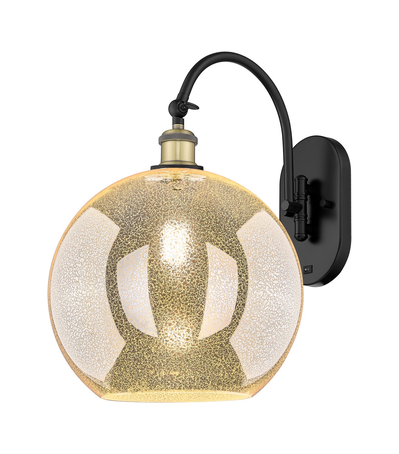 One Light Wall Sconce by Innovations - Ballston Collection, Black Antique Brass Finish - 918-1W-BAB-G128-12