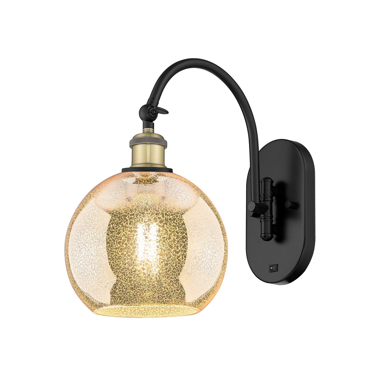One Light Wall Sconce by Innovations - Ballston Collection, Black Antique Brass Finish - 918-1W-BAB-G128-8