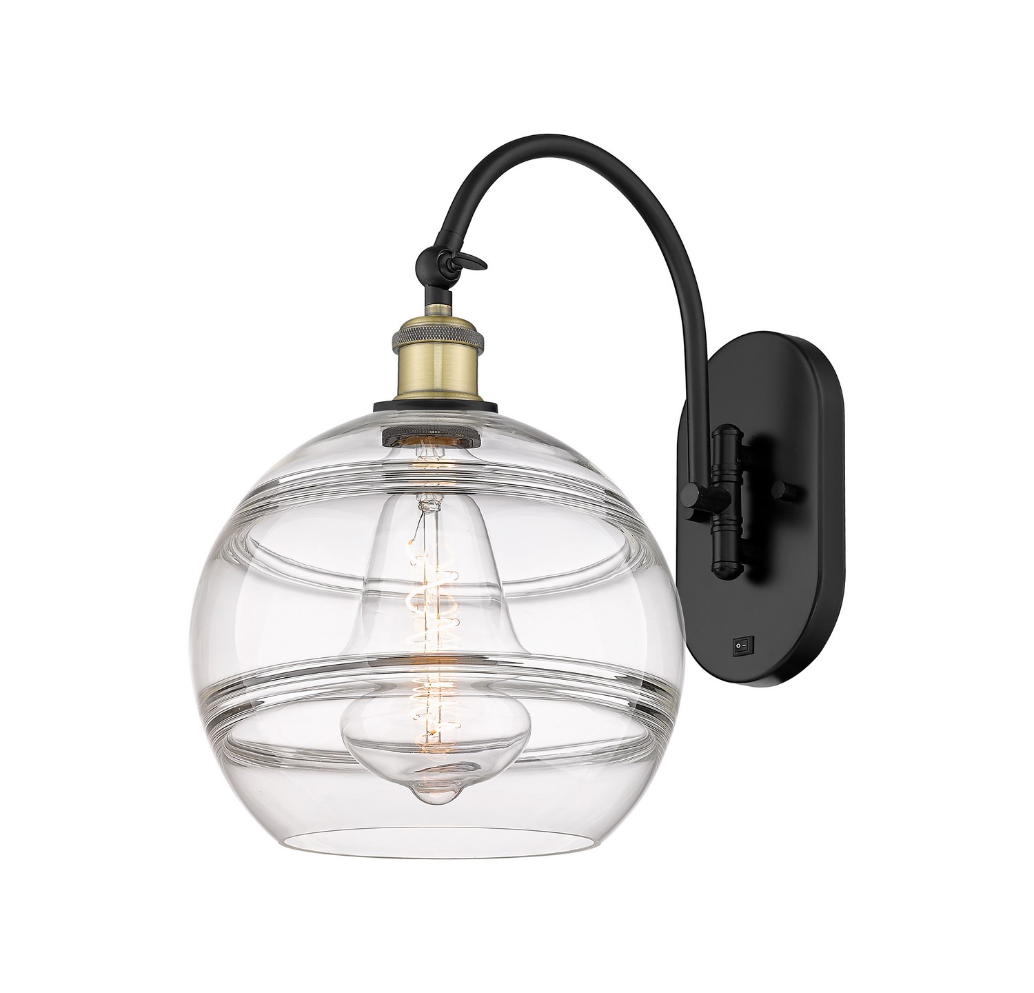 One Light Wall Sconce by Innovations - Ballston Collection, Black Antique Brass Finish - 918-1W-BAB-G556-10CL