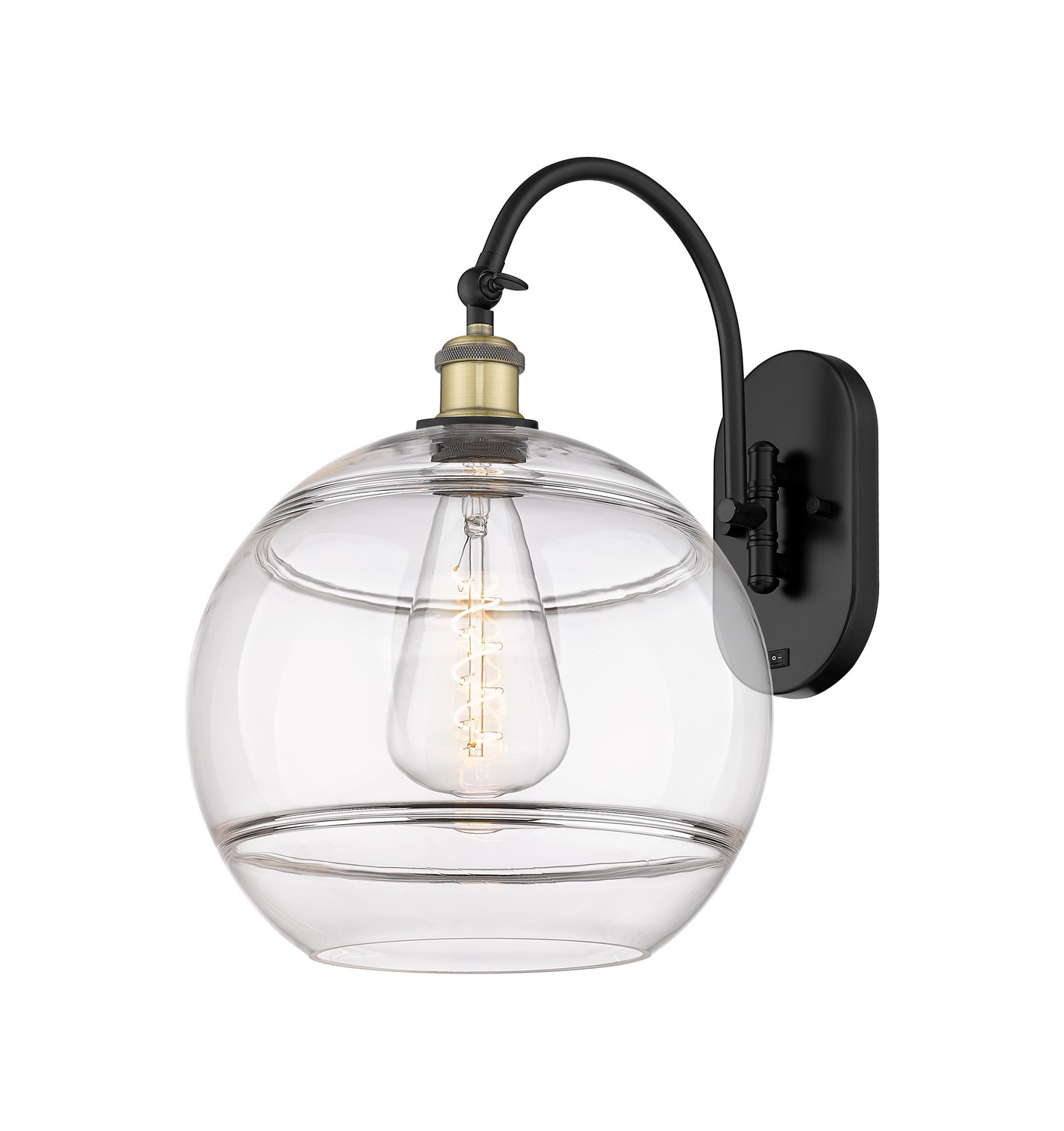 One Light Wall Sconce by Innovations - Ballston Collection, Black Antique Brass Finish - 918-1W-BAB-G556-12CL