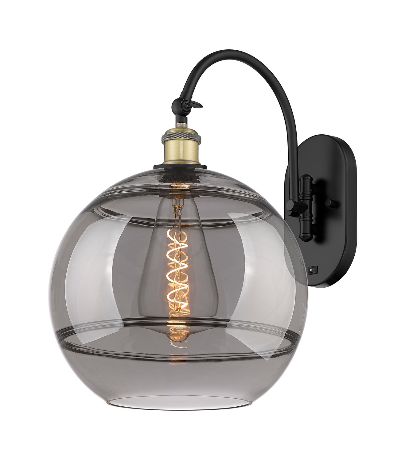 One Light Wall Sconce by Innovations - Ballston Collection, Black Antique Brass Finish - 918-1W-BAB-G556-12SM