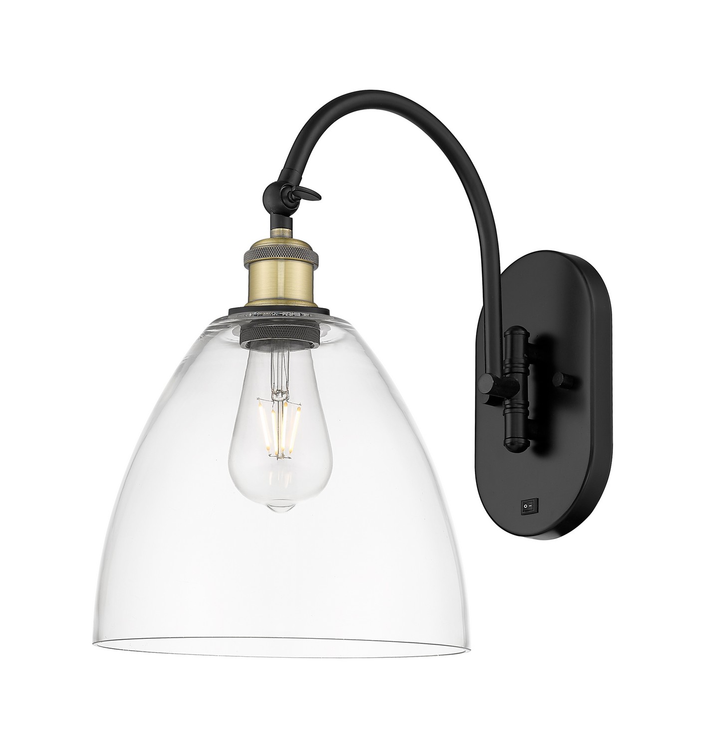 One Light Wall Sconce by Innovations - Ballston Collection, Black Antique Brass Finish - 918-1W-BAB-GBD-92