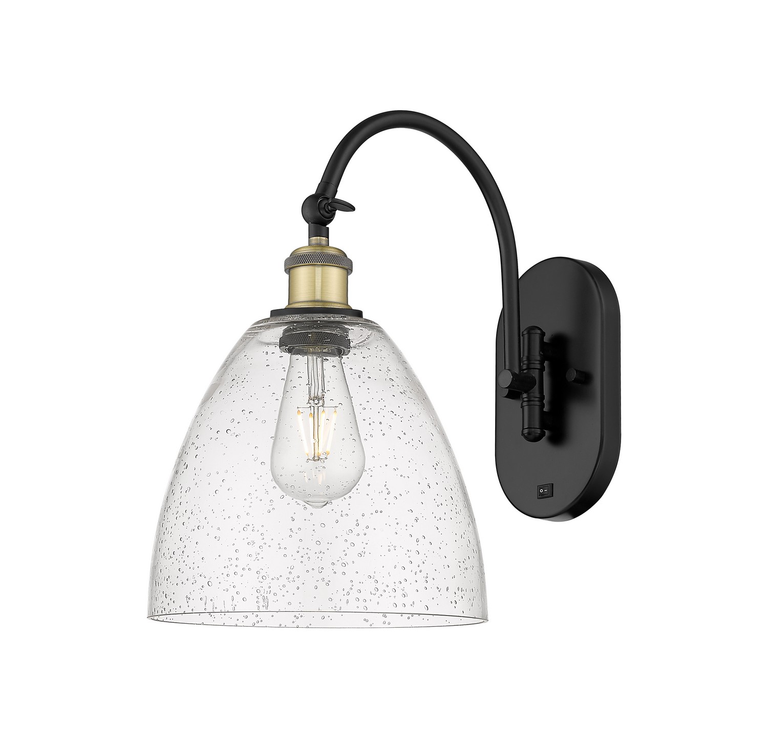 One Light Wall Sconce by Innovations - Ballston Collection, Black Antique Brass Finish - 918-1W-BAB-GBD-94
