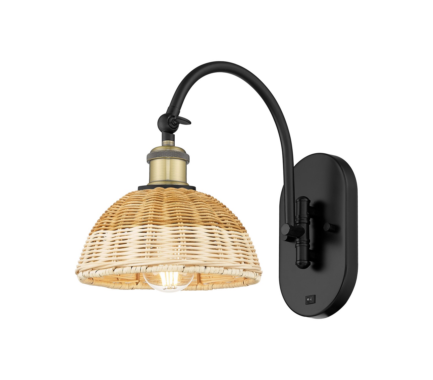 One Light Wall Sconce by Innovations - Ballston Collection, Black Antique Brass Finish - 918-1W-BAB-NBD2-75-NAT