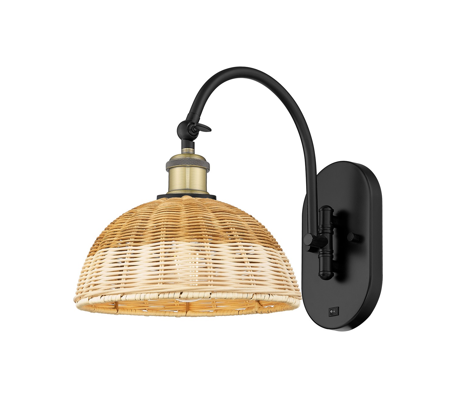 One Light Wall Sconce by Innovations - Ballston Collection, Black Antique Brass Finish - 918-1W-BAB-NBD2-9-NAT