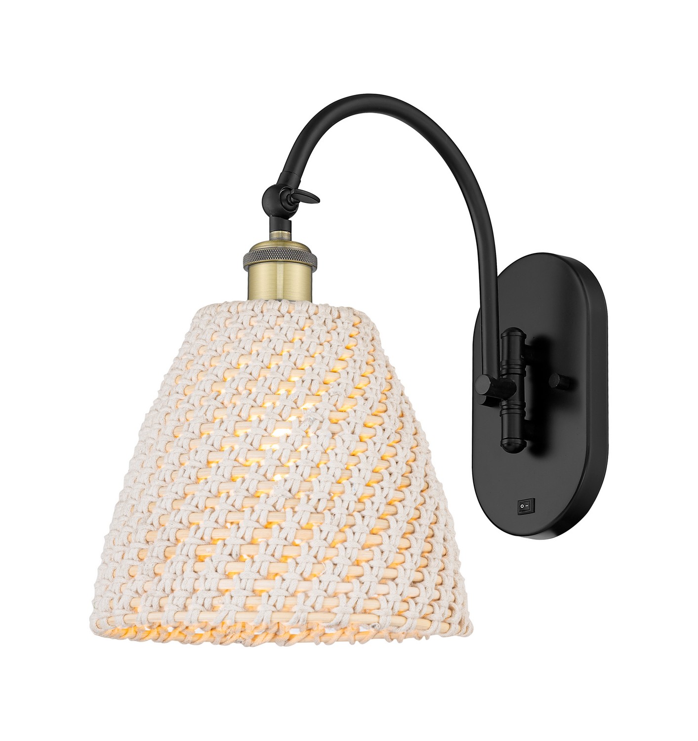One Light Wall Sconce by Innovations - Ballston Collection, Black Antique Brass Finish - 918-1W-BAB-NBD-9-NAT