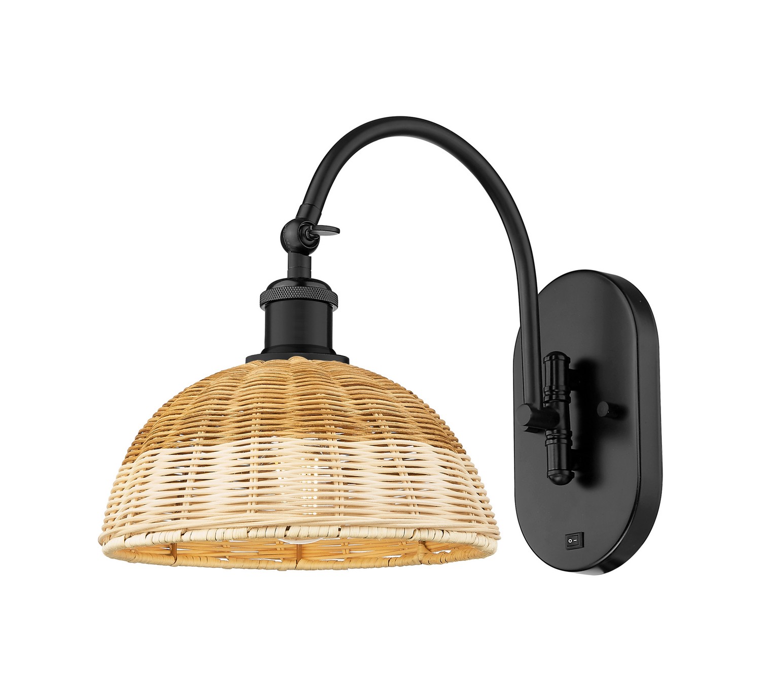 One Light Wall Sconce by Innovations - Ballston Collection, Matte Black Finish - 918-1W-BK-NBD2-9-NAT