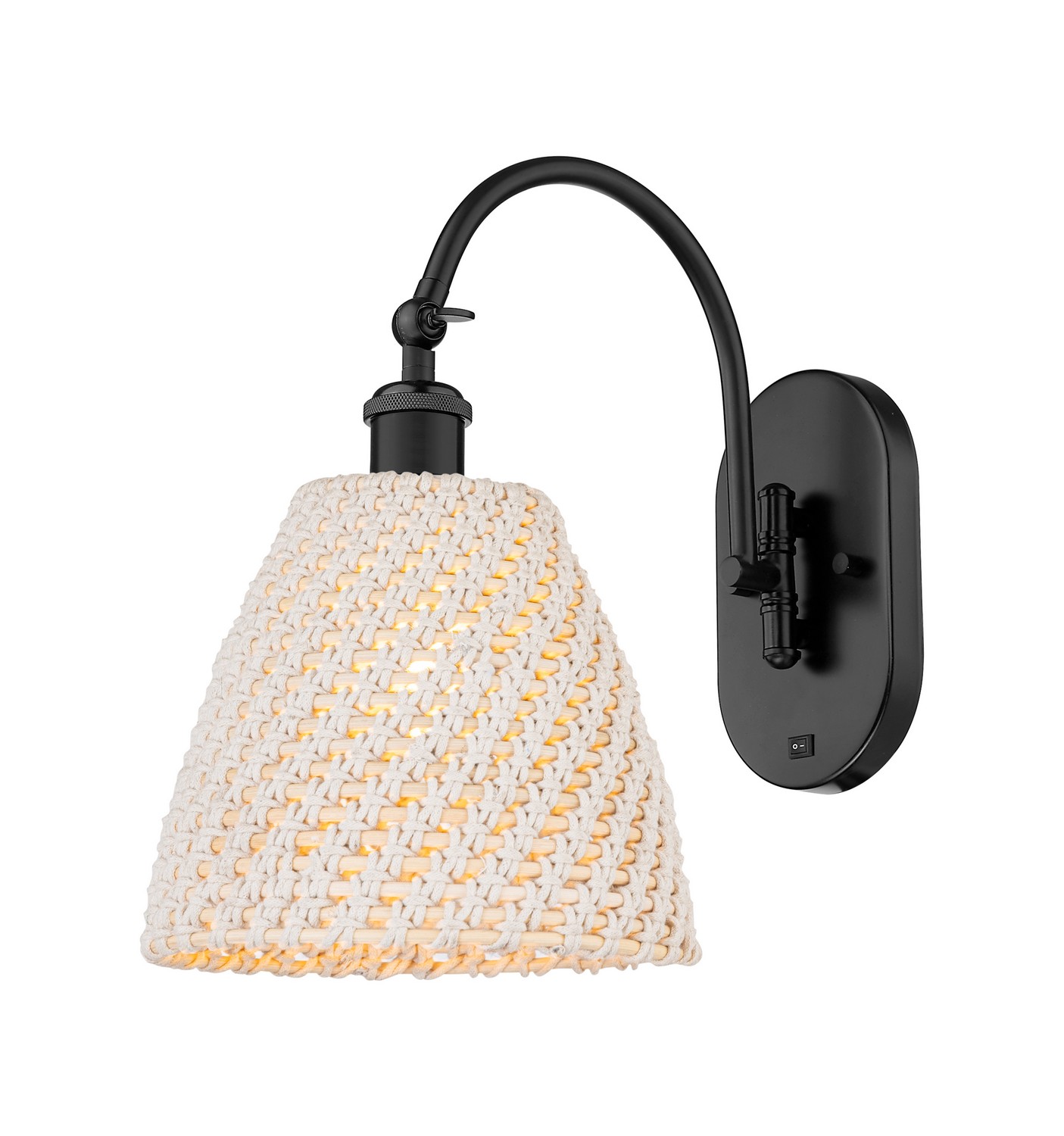 One Light Wall Sconce by Innovations - Ballston Collection, Matte Black Finish - 918-1W-BK-NBD-9-NAT