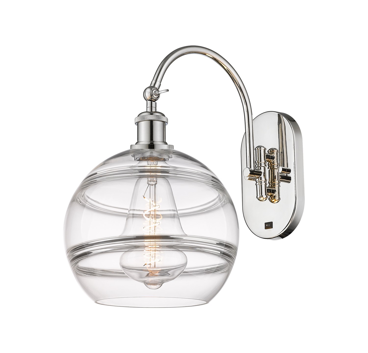 One Light Wall Sconce by Innovations - Ballston Collection, Polished Nickel Finish - 918-1W-PN-G556-10CL
