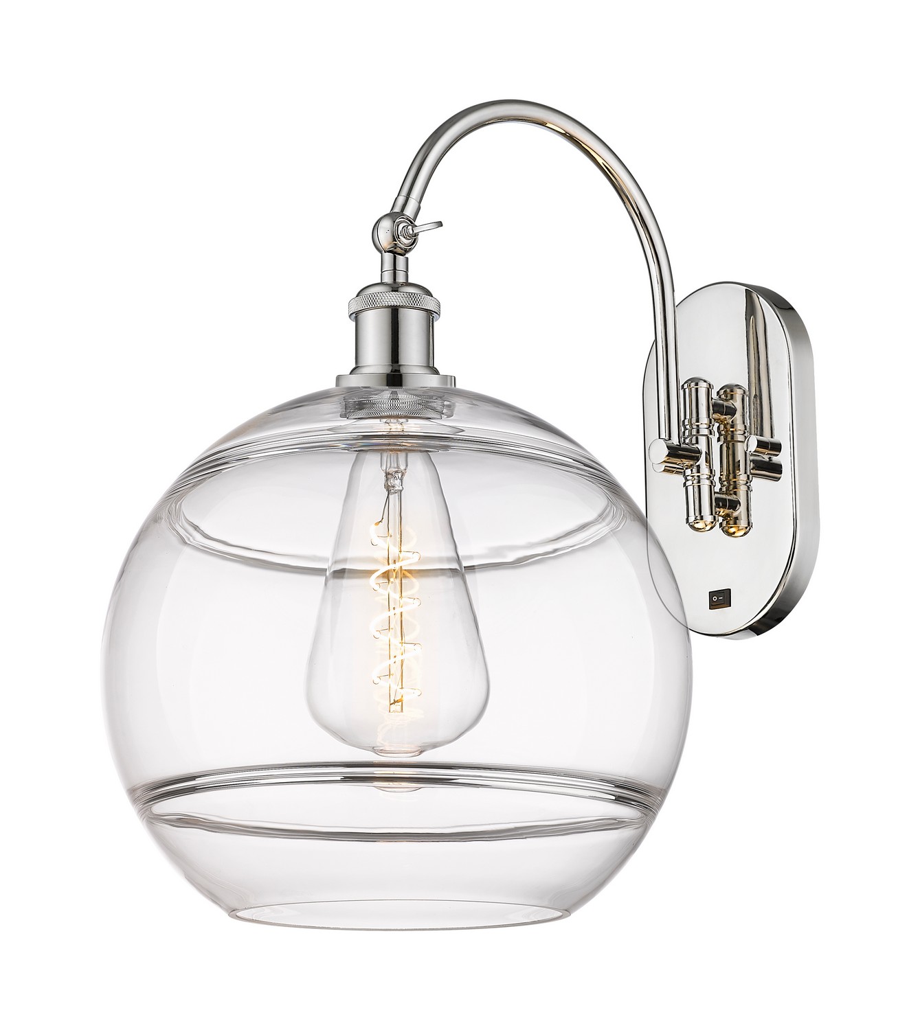 One Light Wall Sconce by Innovations - Ballston Collection, Polished Nickel Finish - 918-1W-PN-G556-12CL
