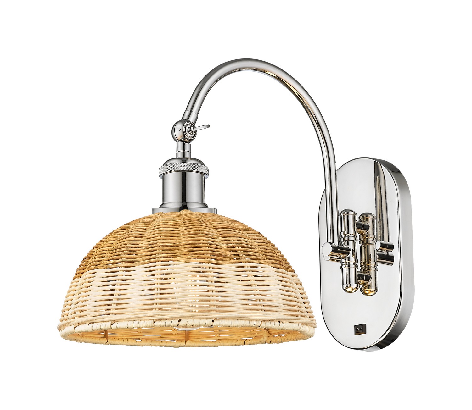 One Light Wall Sconce by Innovations - Ballston Collection, Polished Nickel Finish - 918-1W-PN-NBD2-9-NAT