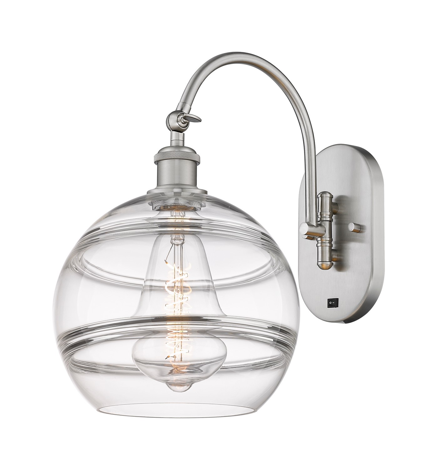 One Light Wall Sconce by Innovations - Ballston Collection, Brushed Satin Nickel Finish - 918-1W-SN-G556-10CL