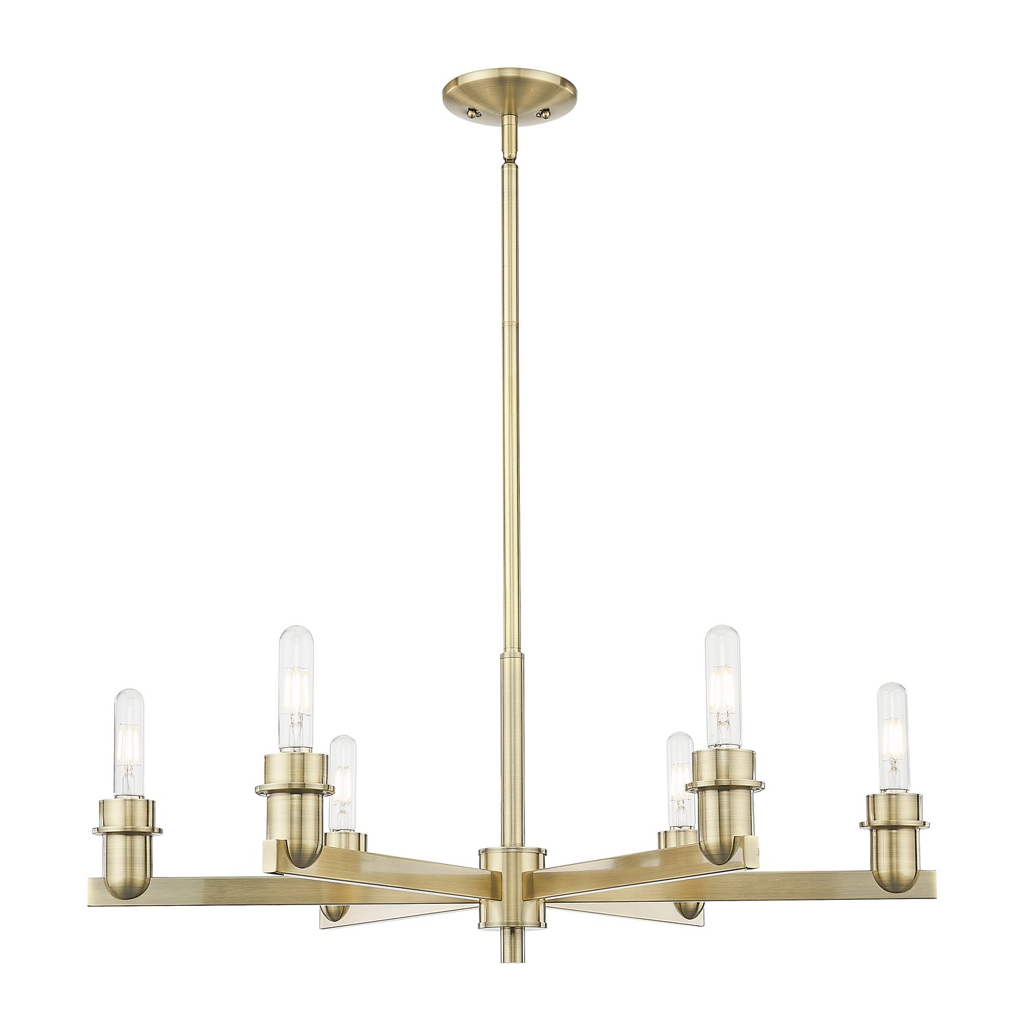 Six Light Chandelier by Innovations - Arcadia Collection, Antique Brass Finish - 716-6CR-AB