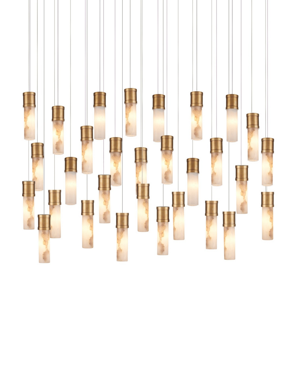 Currey & Company 9000-1384 Cannula 30 Light 54 inch Vintage Brass Linear Pendant Ceiling Light