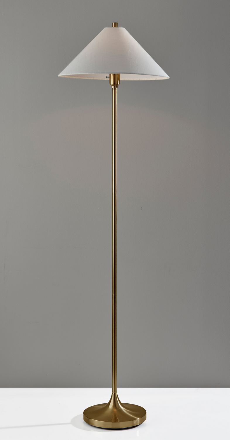 Adesso Esme 60H Antique Brass Floor Lamp with White Textured Fabric Shade (2620-21) | Quill