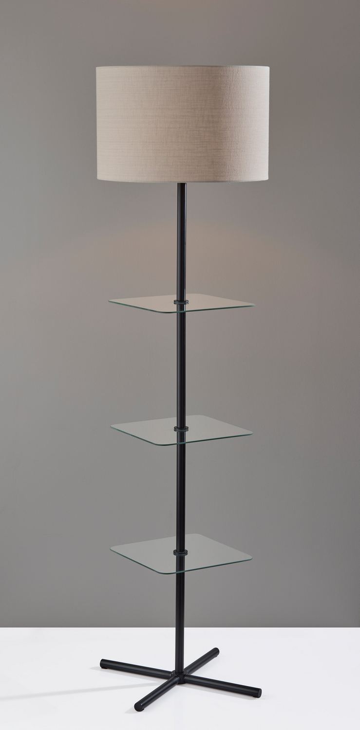 Adesso Imogen 67H Black Floor Lamp with Linen Textured Fabric Shade (3189-01) | Quill