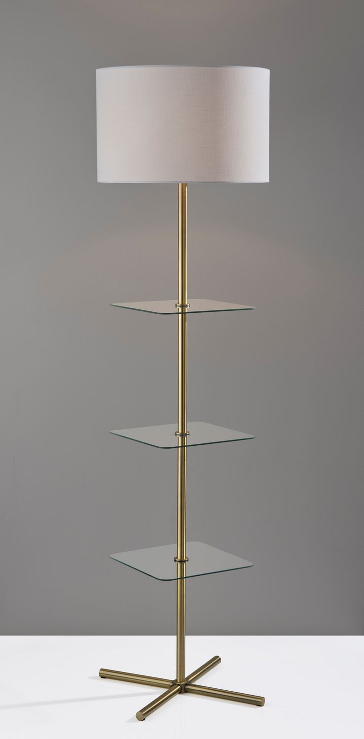 Adesso Imogen 67H Antique Brass Floor Lamp with Linen Textured Fabric Shade (3189-21) | Quill