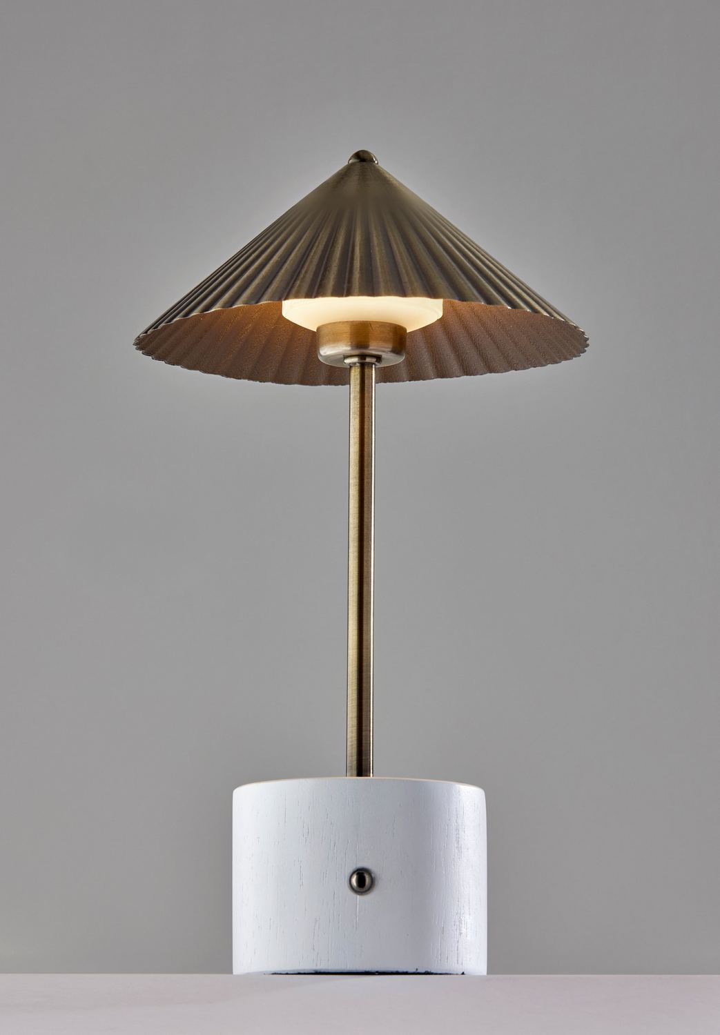 Adesso Mika 11.75H LED Table Lamp, Wash White/Antique Brass Metal Shade (3209-21) | Quill