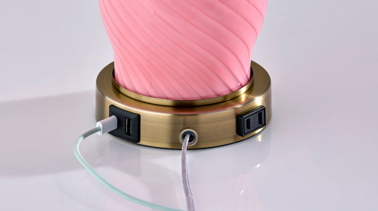 Simplee Adesso Freya 24H Incandescent Table Lamp, Pink/Antique Brass/White, 2/Pack (SL0374-29), White/Pink | Quill