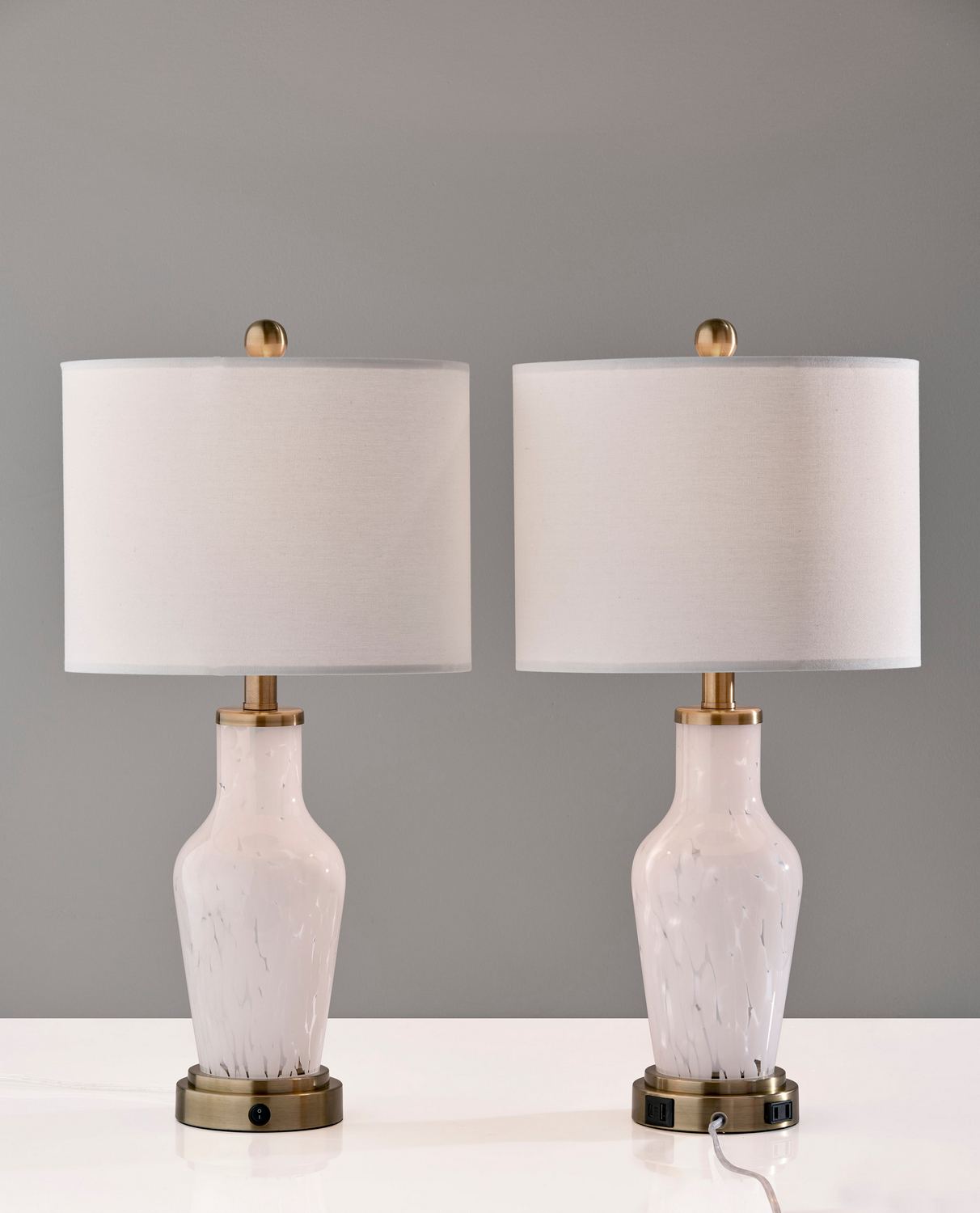 Simplee Adesso Grady 23.8H Incandescent Table Lamp, White/Antique Brass, 2/Pack (SL0375-02) | Quill