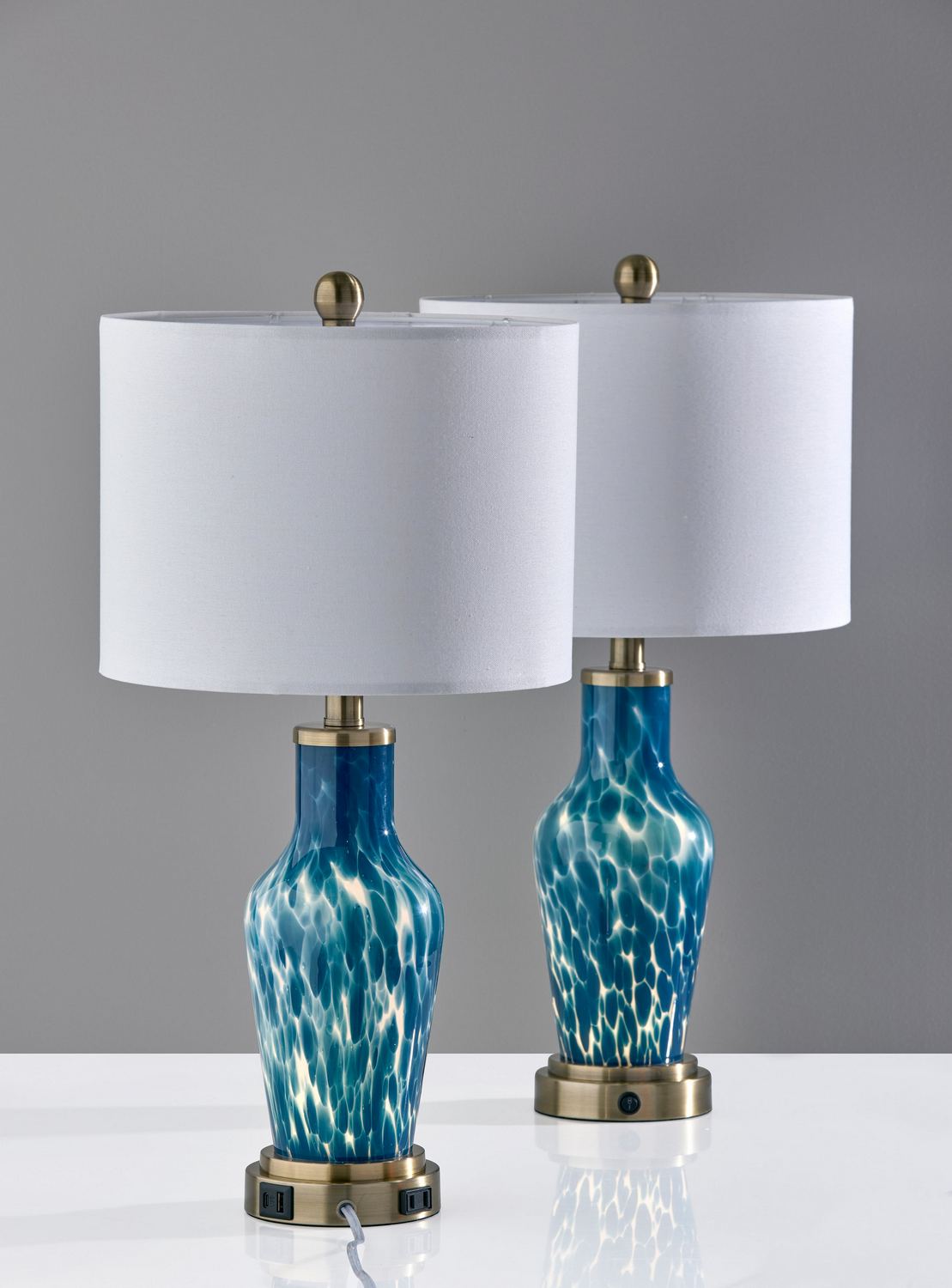 Simplee Adesso Grady 23.8H Incandescent Table Lamp, Blue/Antique Brass/White, 2/Pack (SL0375-07) | Quill