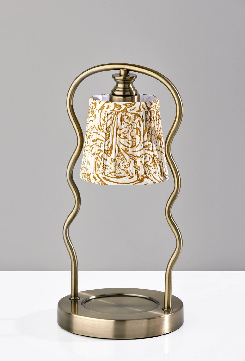 Simplee Adesso Twirl Candlewarmer 13.5 Halogen Table Lamp, Antique Brass/Beige/White Floral (SL1195 | Quill