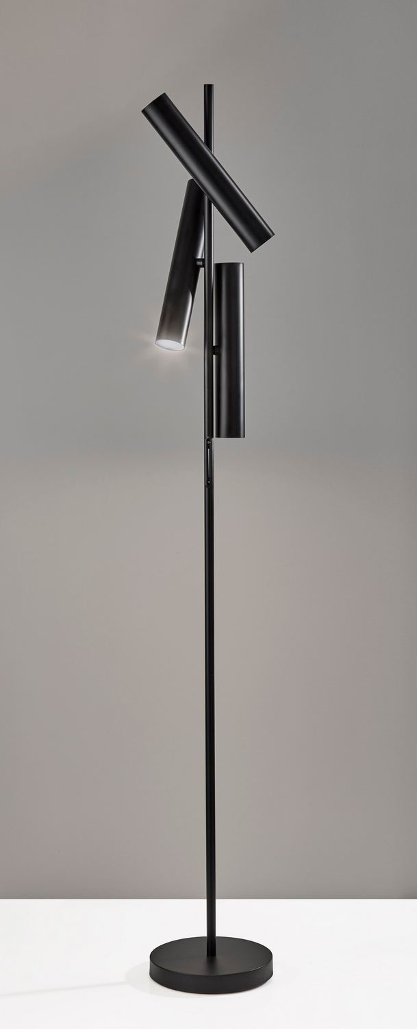Adesso Greer 71H Matte Black Floor Lamp with 3 Cylindrical LED Shades (4216-01) | Quill
