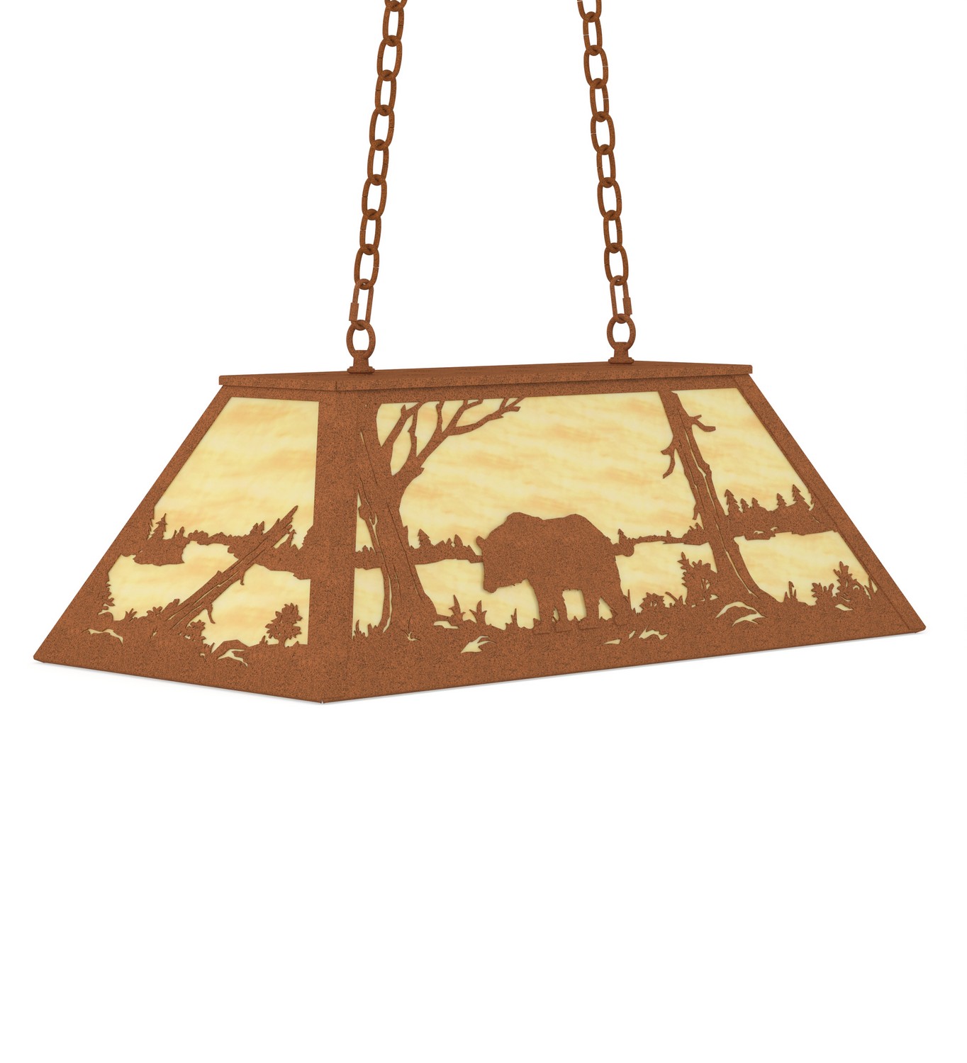 Bear At Lake Six Light Pendant in Earth