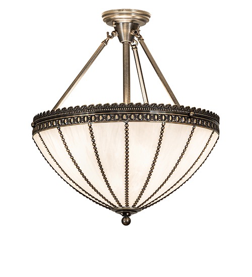 Shansky Three Light Semi-Flush Mount in Antique Brass