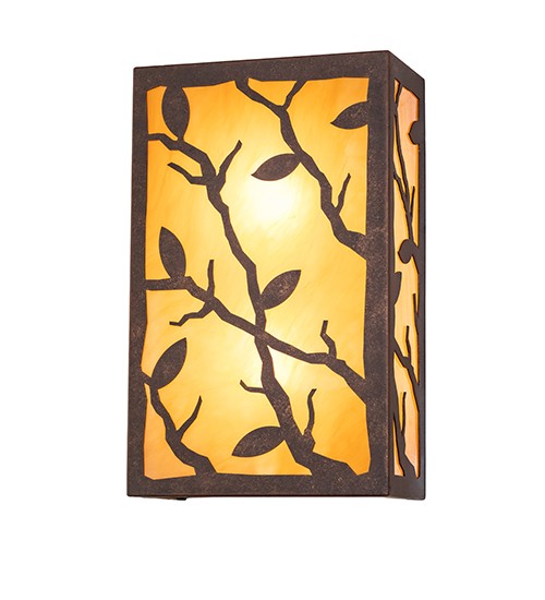 Branches With Leaves Two Light Wall Sconce in Antique Rust