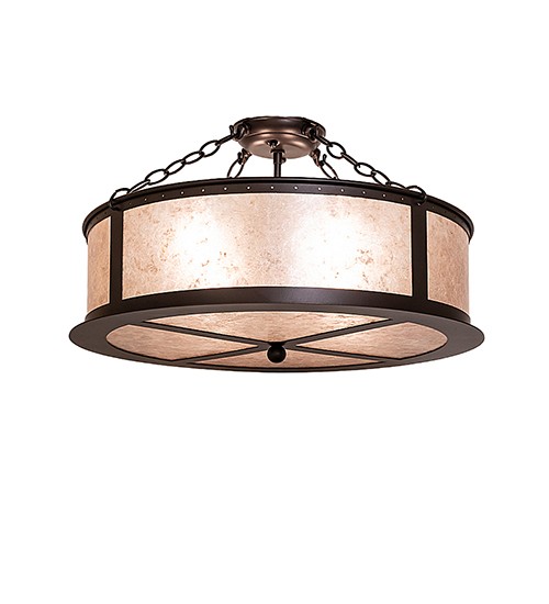 Craftsman Four Light Semi-Flush Mount in Dark Bronze