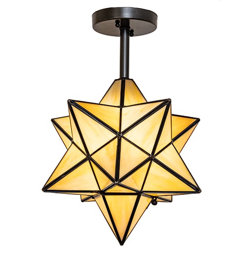 Moravian Star One Light Semi-Flush Mount in Craftsman Brown