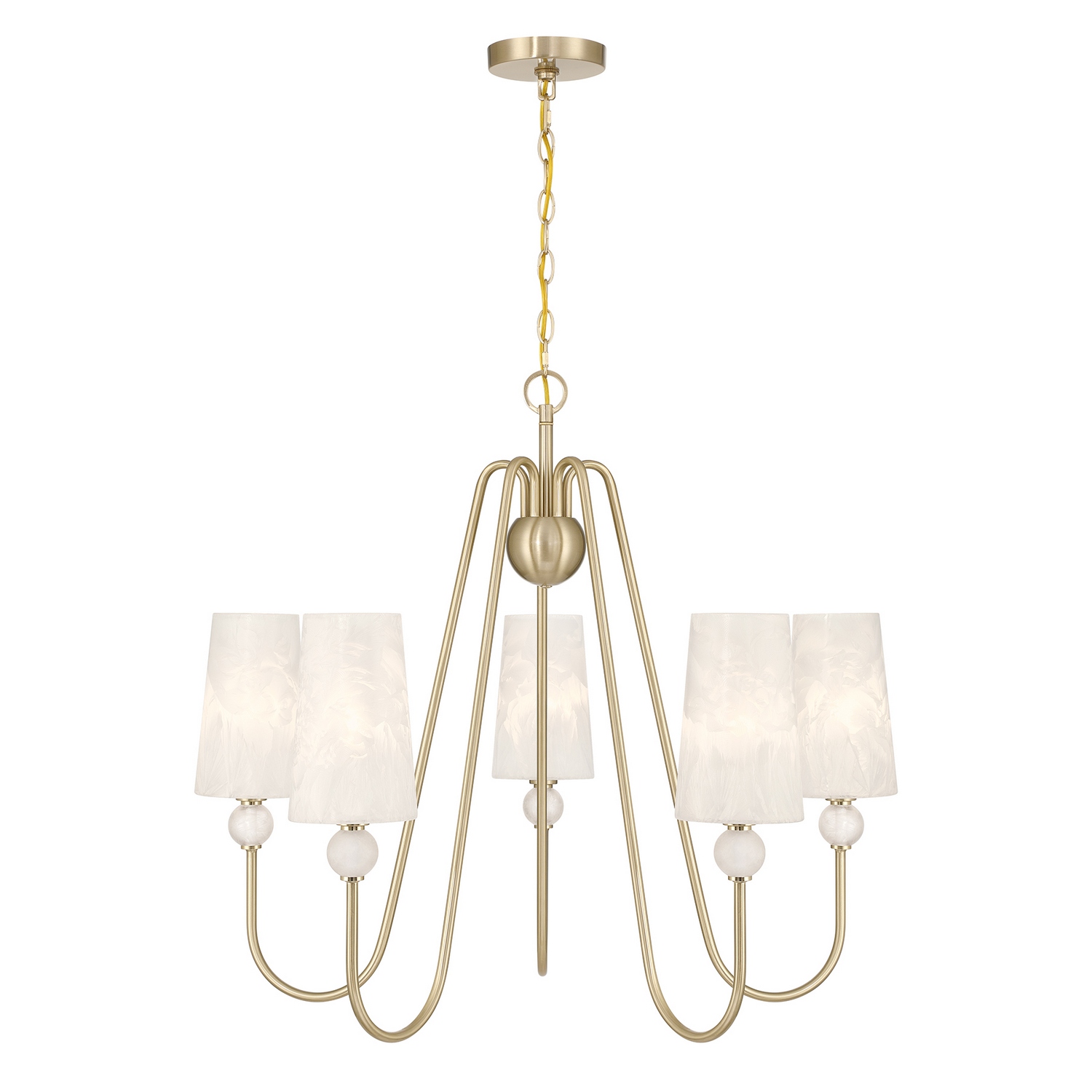 Sheldon Five Light Chandelier in Noble Brass